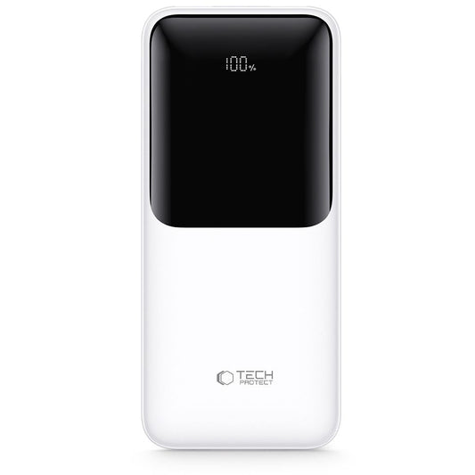 Externá batéria Tech-Protect PB02, 20000mAh, 22.5W, QC + PD, 1 x USB-C - 2 x USB-A, Biela