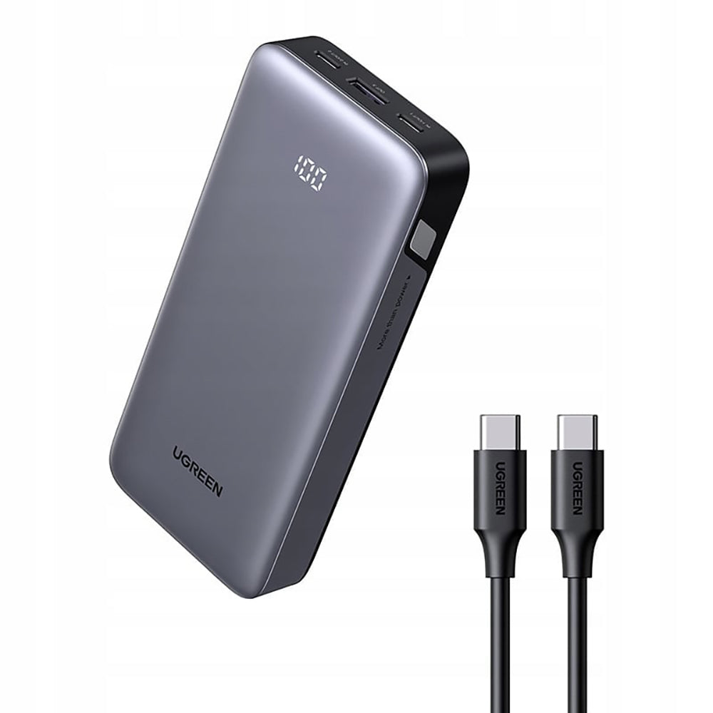 Externá batéria UGREEN Nexode PB532 (55989B), 20000mAh, 30W, QC + PD, 1 x USB-A - 2 x USB-C, sivá
