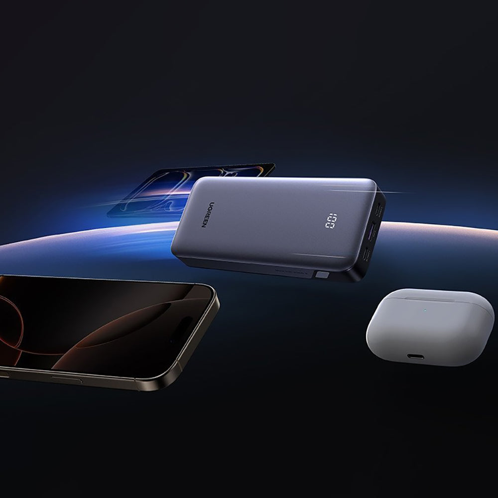 Externá batéria UGREEN Nexode PB532 (55989B), 20000mAh, 30W, QC + PD, 1 x USB-A - 2 x USB-C, sivá