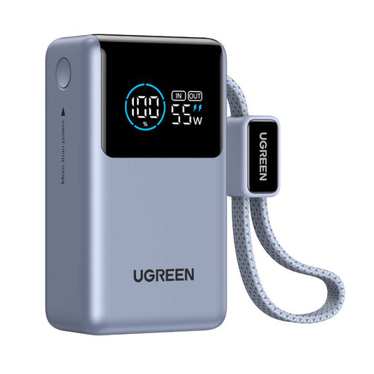 Externá batéria UGREEN Nexode Pro PB727 (75701B), 10000mAh, 55W, QC + PD, 1 x USB-A - 2 x USB-C, Sivá