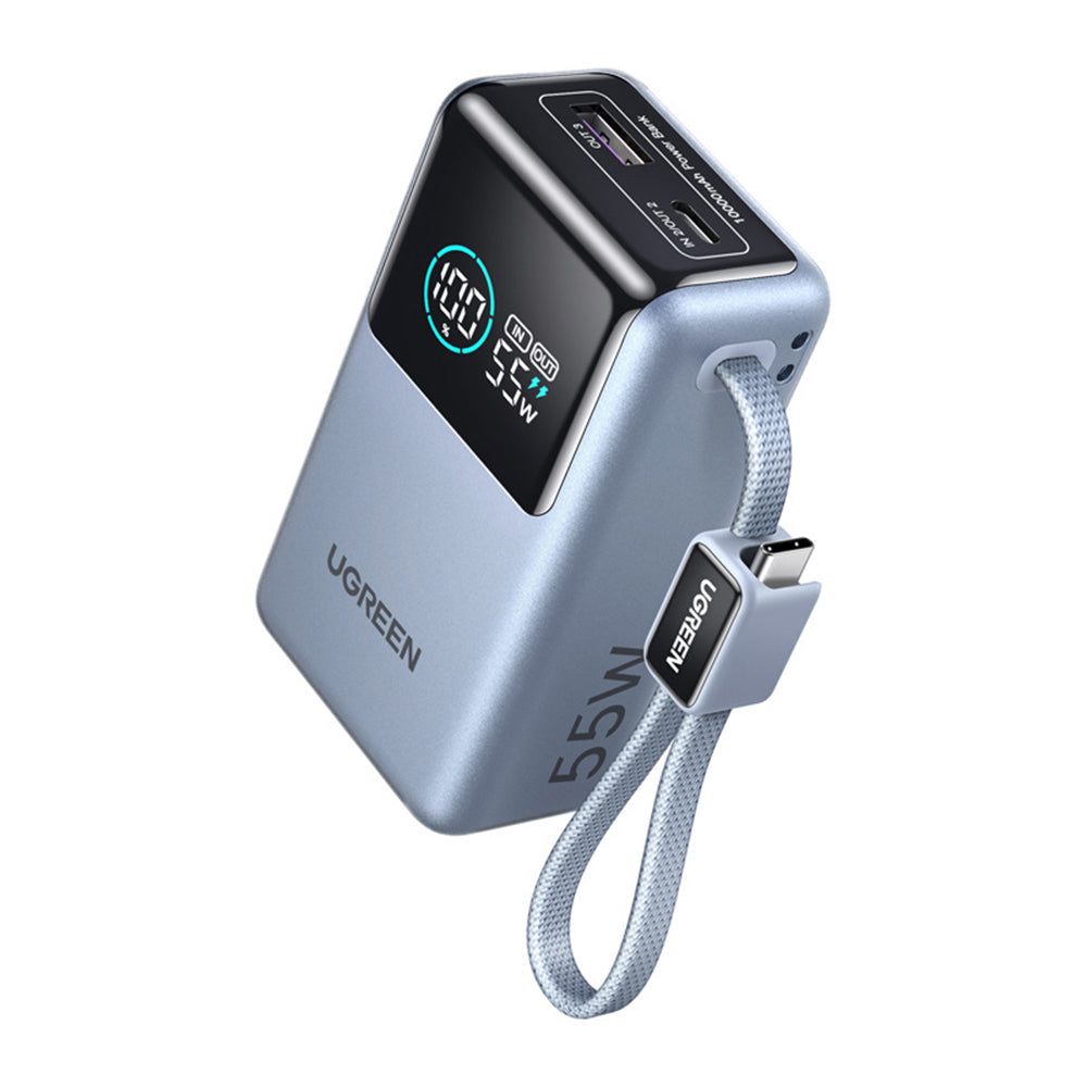 Externá batéria UGREEN Nexode Pro PB727 (75701B), 10000mAh, 55W, QC + PD, 1 x USB-A - 2 x USB-C, Sivá