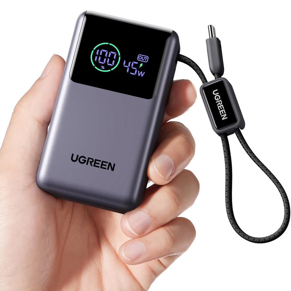 Externá batéria UGREEN Nexode Pro PB727 (85301B), 10000mAh, 55W, QC + PD, 1 x USB-A - 2 x USB-C, Sivá