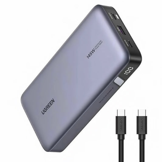 UGREEN PB205 externá batéria, 25000mAh, 145W, QC + PD, 1 x USB-A - 2 x USB-C, sivá