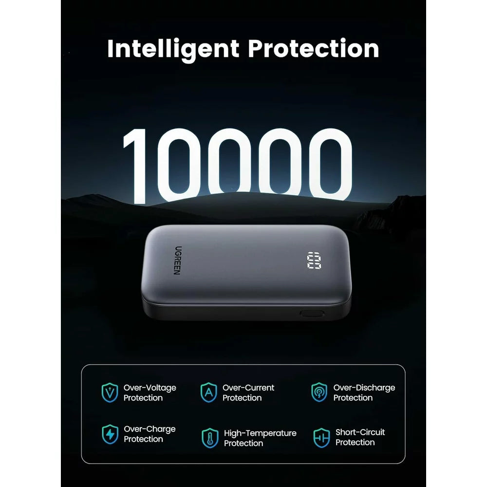 Externá batéria UGREEN PB502, 10000mAh, 30W, QC + PD, 1 x USB-A - 1 x USB-C, Sivá