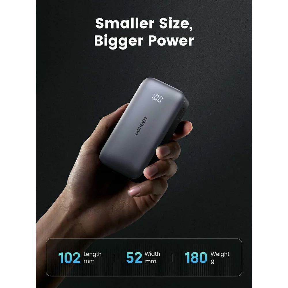 Externá batéria UGREEN PB502, 10000mAh, 30W, QC + PD, 1 x USB-A - 1 x USB-C, Sivá
