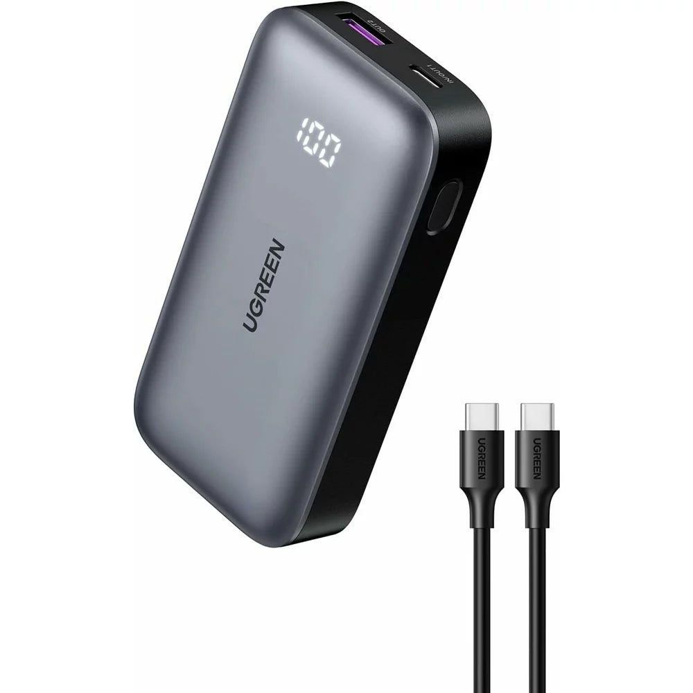 Externá batéria UGREEN PB502, 10000mAh, 30W, QC + PD, 1 x USB-A - 1 x USB-C, Sivá