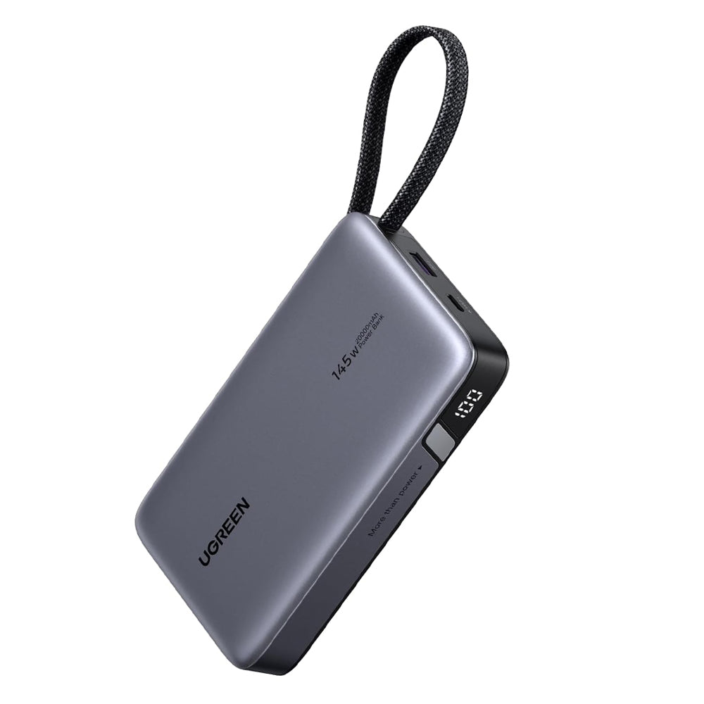 Externá batéria UGREEN PB551 (55992B), 20000mAh, 145W, QC + PD, 1 x USB-A - 2 x USB-C, Sivá