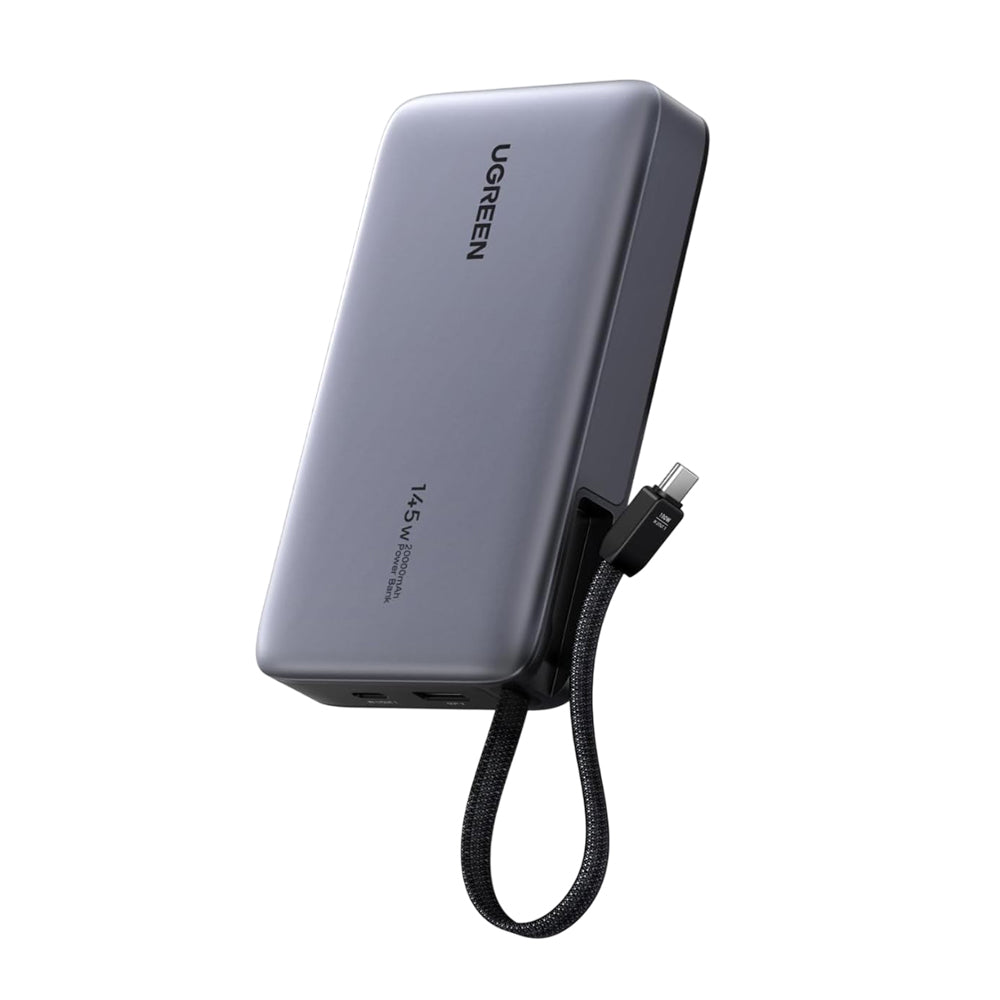 Externá batéria UGREEN PB551 (55992B), 20000mAh, 145W, QC + PD, 1 x USB-A - 2 x USB-C, Sivá