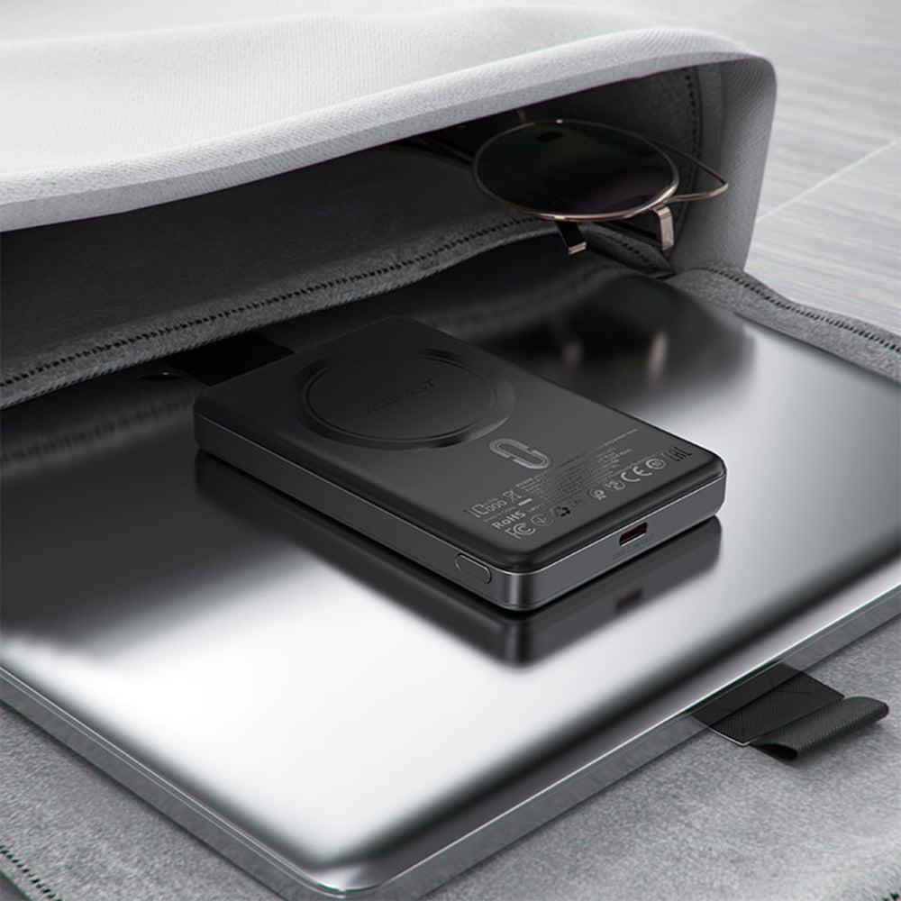 Externá bezdrôtová batéria Acefast M12, 10000mAh, 20W, PD + FQI, 1 x QI - 1 x USB-C, Čierna