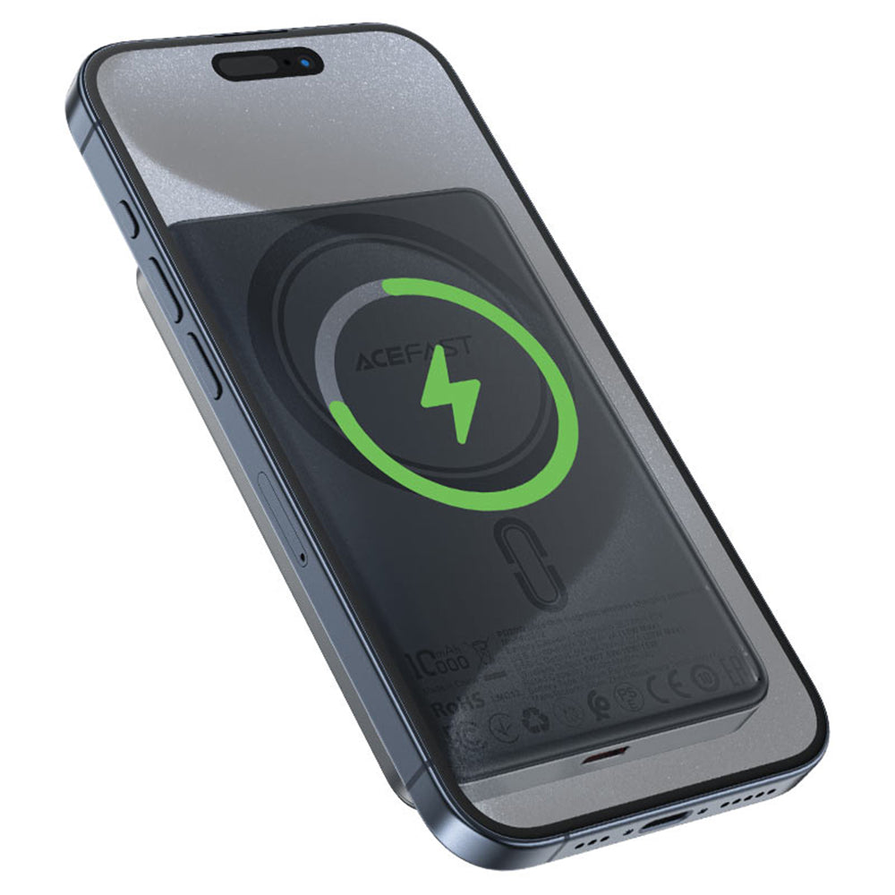 Externá bezdrôtová batéria Acefast M12, 10000mAh, 20W, PD + FQI, 1 x QI - 1 x USB-C, Čierna