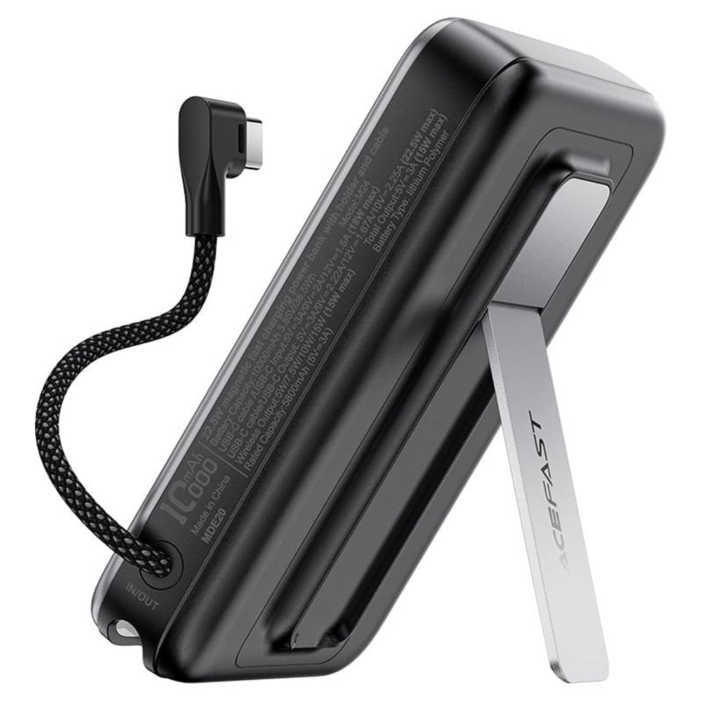 Externá bezdrôtová batéria Acefast M24, 10000mAh, 22.5W, PD + FQI, 1 x QI - 2 x USB-C, Sivá