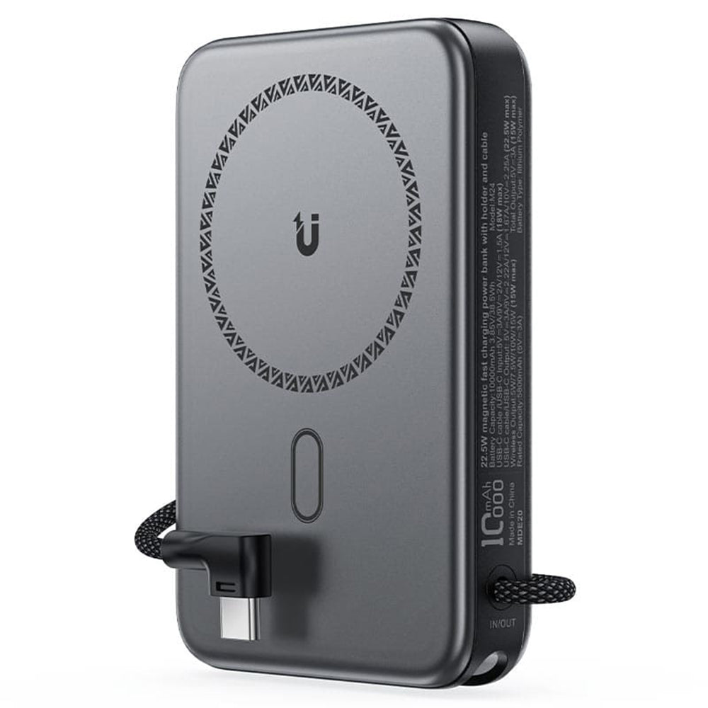 Externá bezdrôtová batéria Acefast M24, 10000mAh, 22.5W, PD + FQI, 1 x QI - 2 x USB-C, Sivá