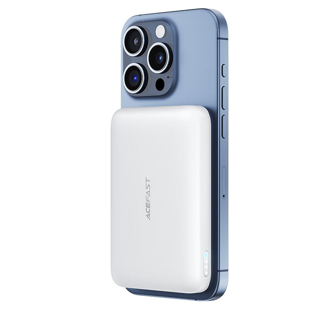 Externá bezdrôtová batéria Acefast M25, 5000mAh, 20W, PD + FQI, 1 x QI - 1 x USB-C, Biela