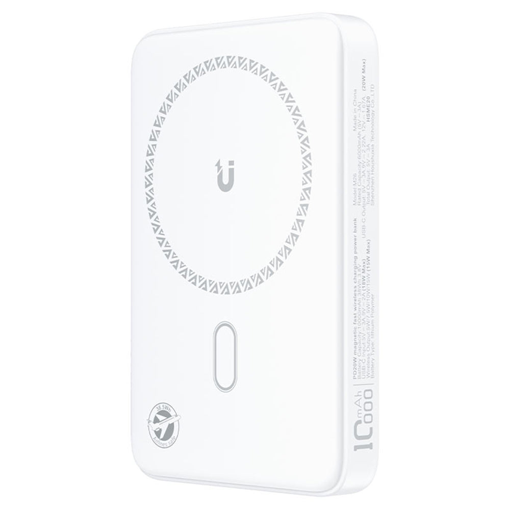 Externá bezdrôtová batéria Acefast M26, 10000mAh, 20W, PD + FQI, 1 x QI - 1 x USB-C, Biela