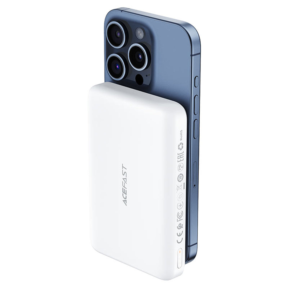 Externá bezdrôtová batéria Acefast M26, 10000mAh, 20W, PD + FQI, 1 x QI - 1 x USB-C, Biela