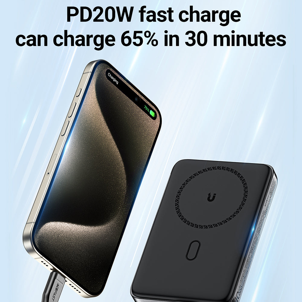 Bezdrôtová externá batéria Acefast M6, 10000mAh, 20W, PD + FQI, 1 x QI - 1 x USB-C, čierna