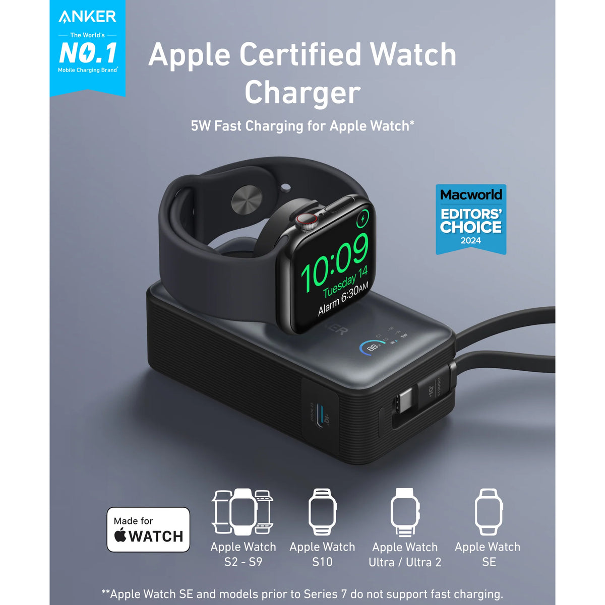 Externá bezdrôtová batéria Anker MagGo, 10000mAh, 35W, PD + QI, 1 x QI - 2 x USB-C, Čierna A1657H11