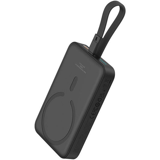 Baseus Magnetic Mini Wireless External Battery, 10000mAh, 20W, PD + FQI, 1 x Lightning - 1 x QI - 1 x USB-C, čierna P10022109113113-00