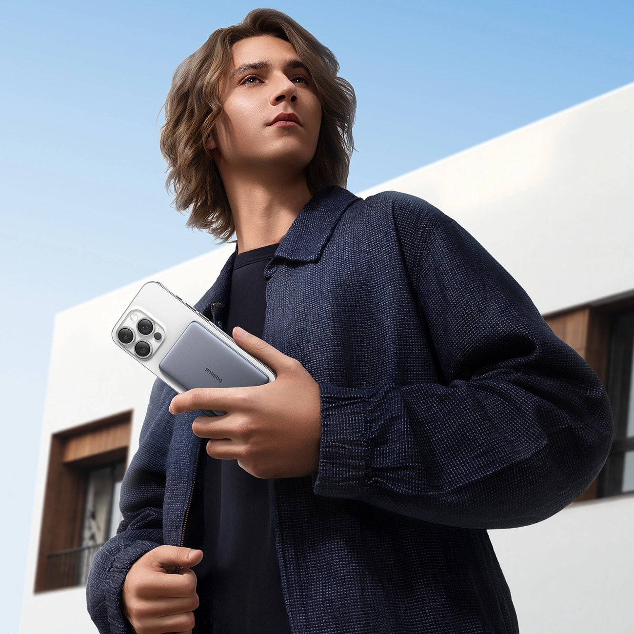 Externá bezdrôtová batéria Baseus PicoGo AM41, 5000mAh, 20W, PD + FQI, 1 x QI - 1 x USB-C, Sivá P1007680C813-00