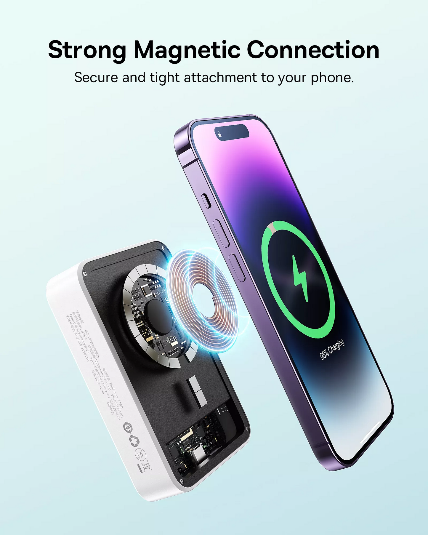 Bezdrôtová externá batéria Baseus EnerFill FM41 Mini, 20000mAh, 20W, PD + FQI, 1 x QI - 1 x USB-C, biela E0027U01