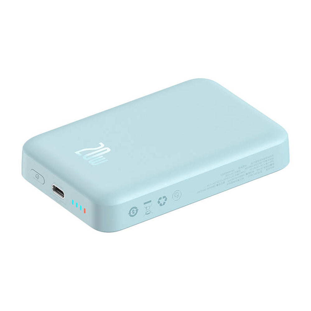 Externá bezdrôtová batéria Baseus Magnetic Mini, 10000mAh, 20W, PD + FQI, 1 x QI - 1 x USB-C, Modrá PPCX110103