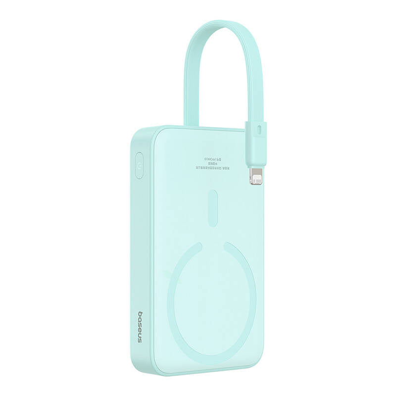 Externá bezdrôtová batéria Baseus Magnetic Mini, 10000mAh, 20W, PD + FQI, 1 x Lightning - 1 x QI - 1 x USB-C, Zelená P10022109333-00