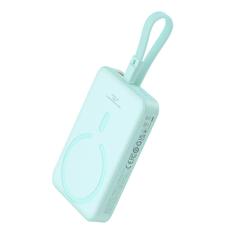 Externá bezdrôtová batéria Baseus Magnetic Mini, 10000mAh, 20W, PD + FQI, 1 x Lightning - 1 x QI - 1 x USB-C, Zelená P10022109333-00