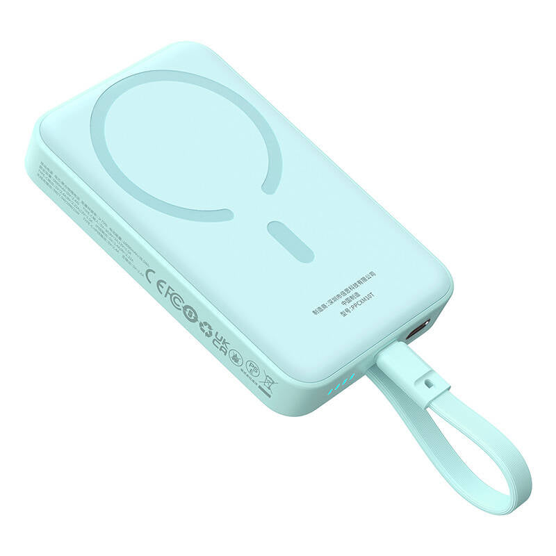 Externá bezdrôtová batéria Baseus Magnetic Mini, 10000mAh, 30W, PD + FQI, 1 x Lightning - 1 x QI - 1 x USB-C, Modrá P1002210B333-00
