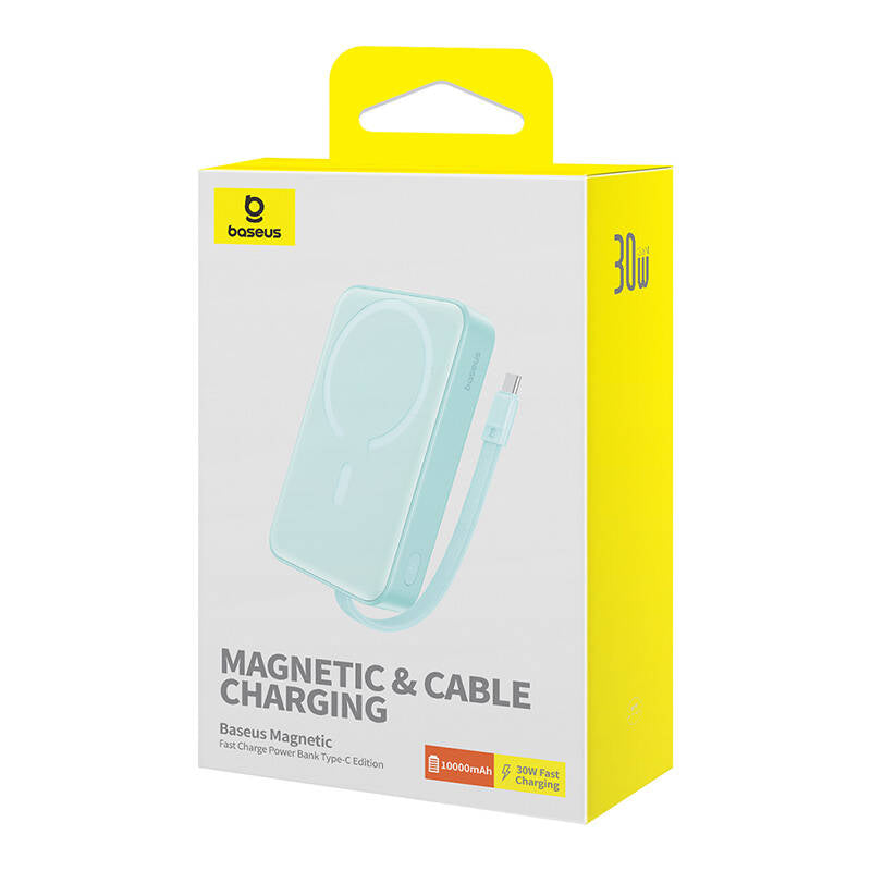 Externá bezdrôtová batéria Baseus Magnetic Mini, 10000mAh, 30W, PD + FQI, 1 x Lightning - 1 x QI - 1 x USB-C, Modrá P1002210B333-00