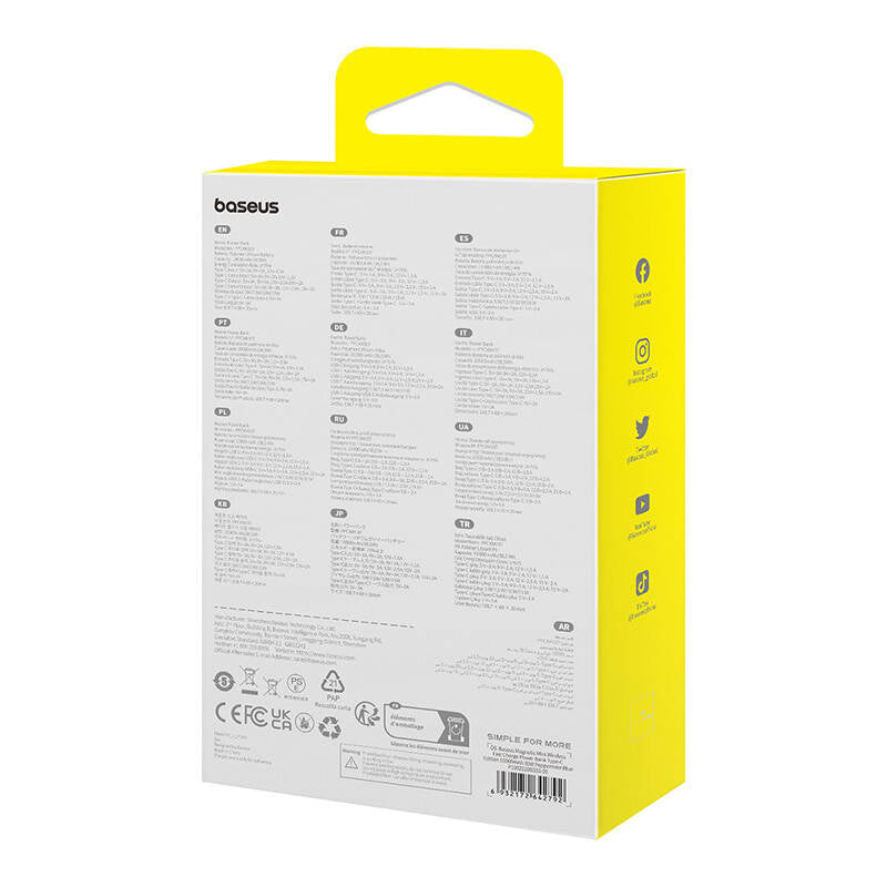 Externá bezdrôtová batéria Baseus Magnetic Mini, 10000mAh, 30W, PD + FQI, 1 x Lightning - 1 x QI - 1 x USB-C, Modrá P1002210B333-00