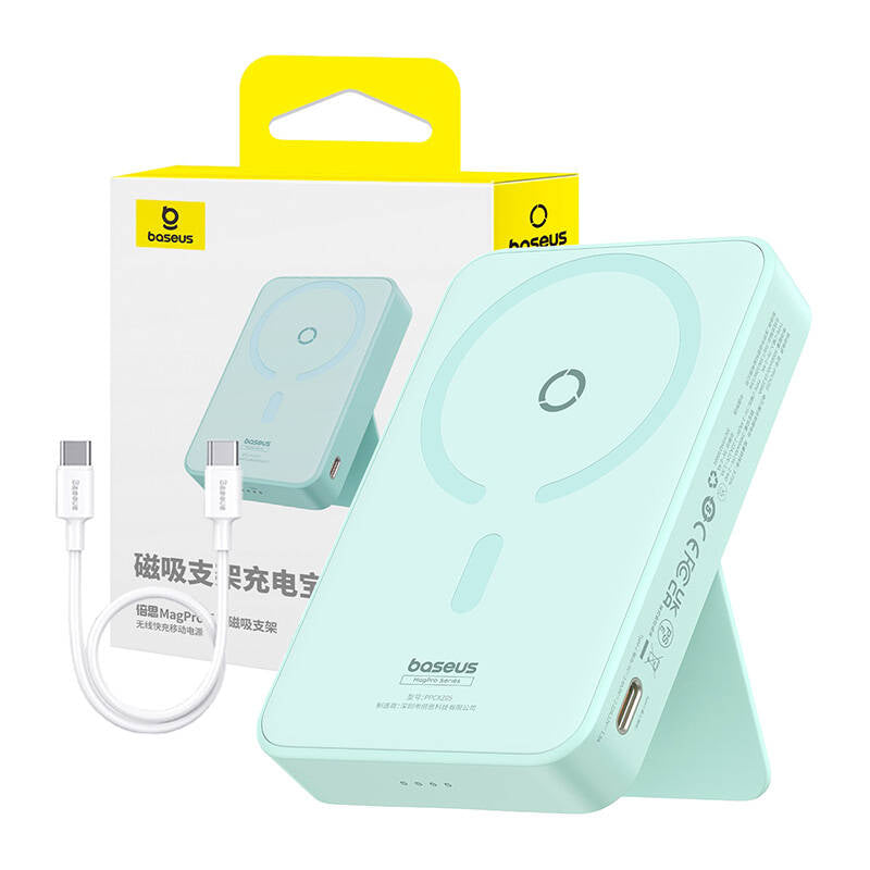Externá bezdrôtová batéria Baseus MagPro PPCXZ05, 5000mAh, 20W, PD + FQI, 1 x QI - 1 x USB-C, Zelená P10064101333-00