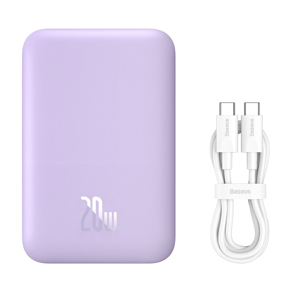 Externá bezdrôtová batéria Baseus Mini Air, 6000mAh, 20W, PD + FQI, 1 x QI - 1 x USB-C, Fialová P10059002513-00