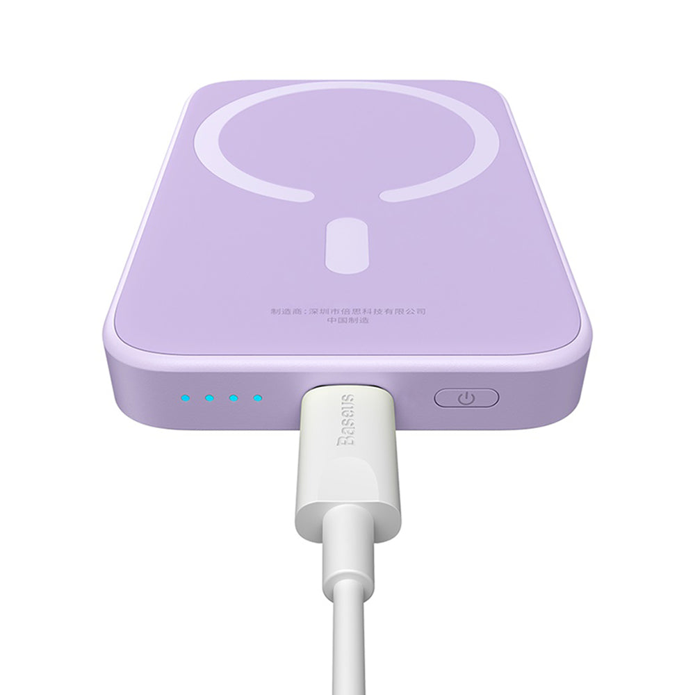 Externá bezdrôtová batéria Baseus Mini Air, 6000mAh, 20W, PD + FQI, 1 x QI - 1 x USB-C, Fialová P10059002513-00