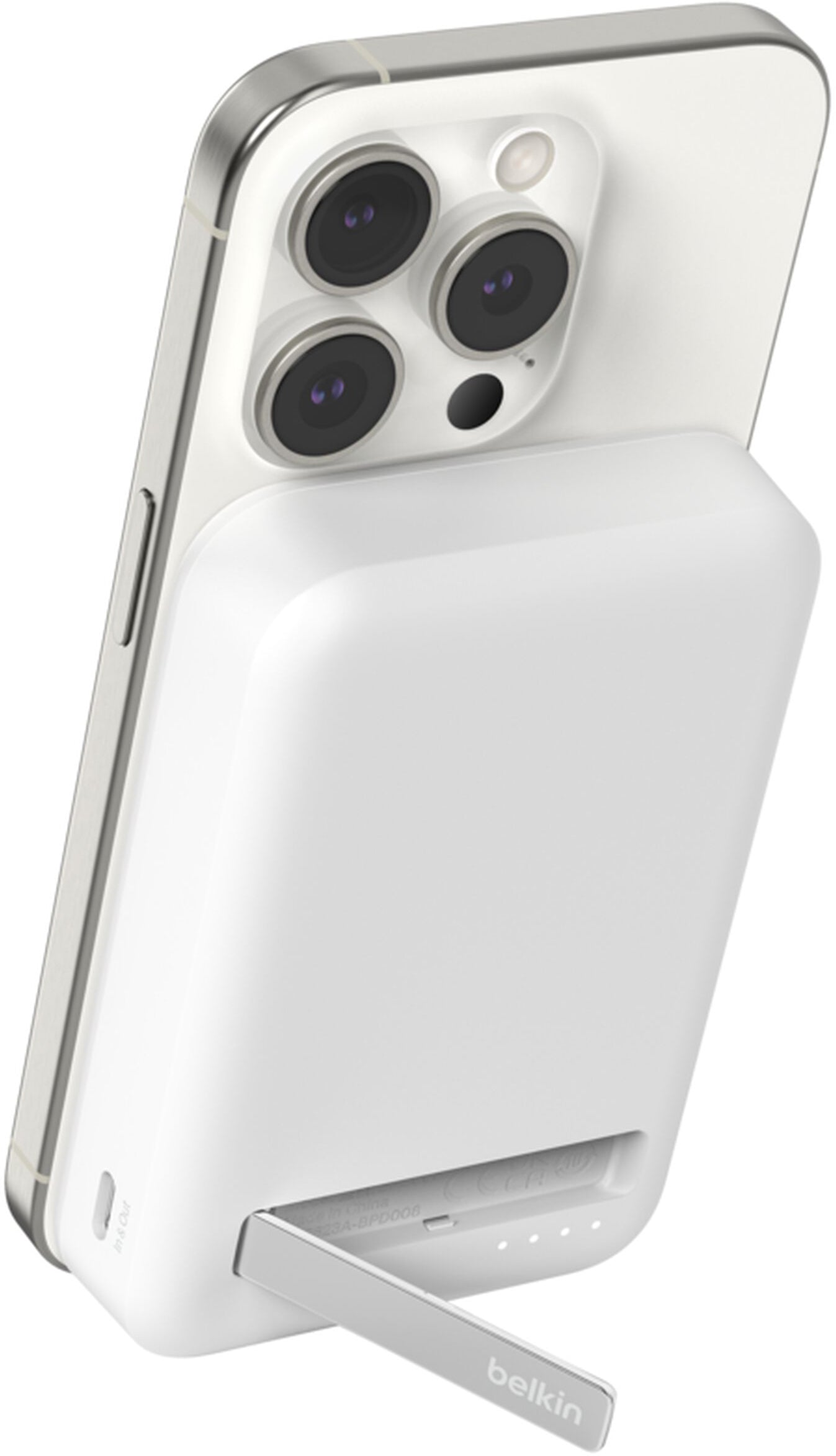 Bezdrôtová externá batéria Belkin BoostCharge Pro s podstavcom, 10000mAh, 15W, FQI, 1 x QI - 1 x USB-C, biela BPD008btWH