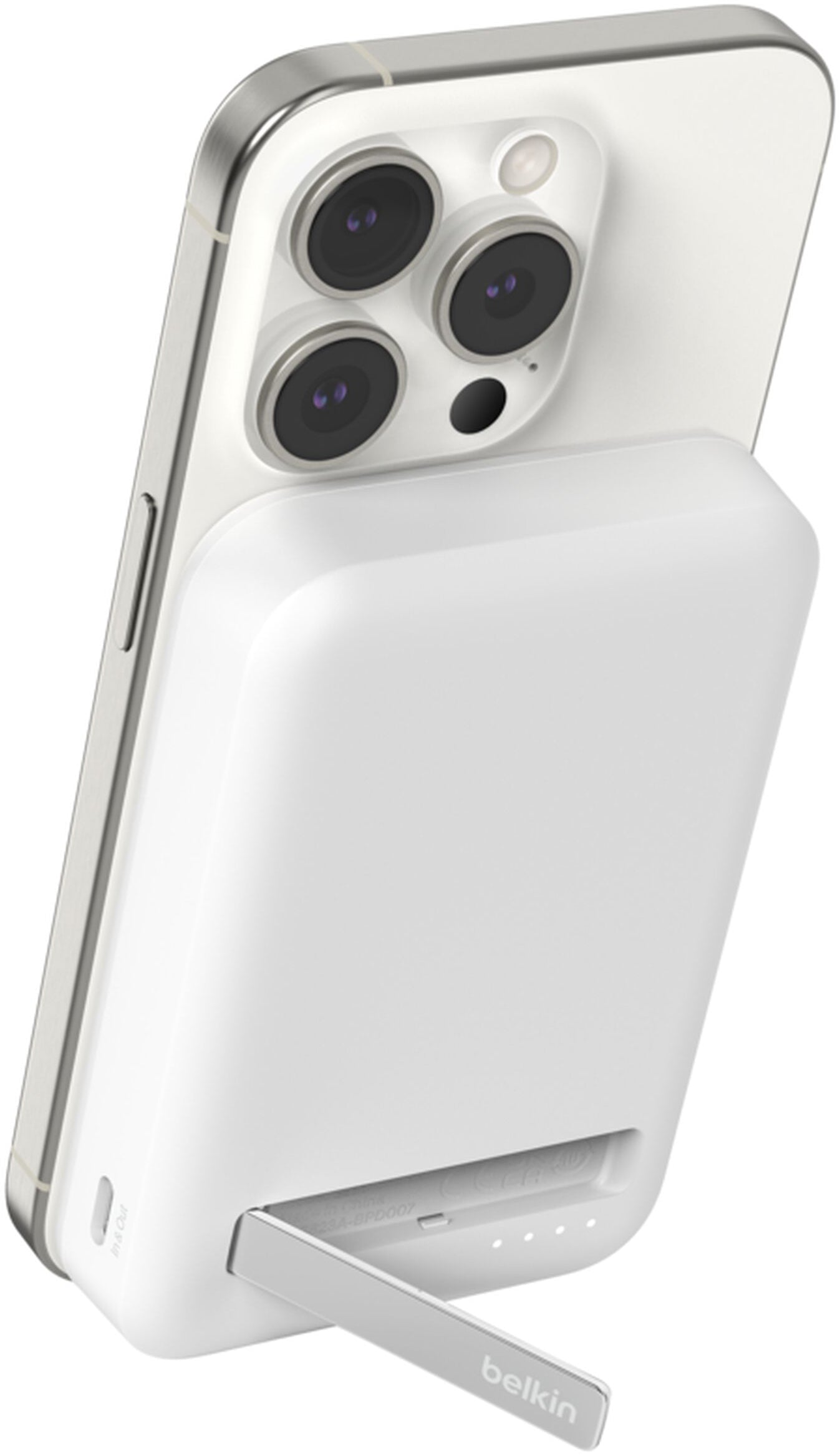 Bezdrôtová externá batéria Belkin BoostCharge Pro s opierkou, 8000mAh, 15W, FQI, 1 x QI - 1 x USB-C, biela BPD007btWH