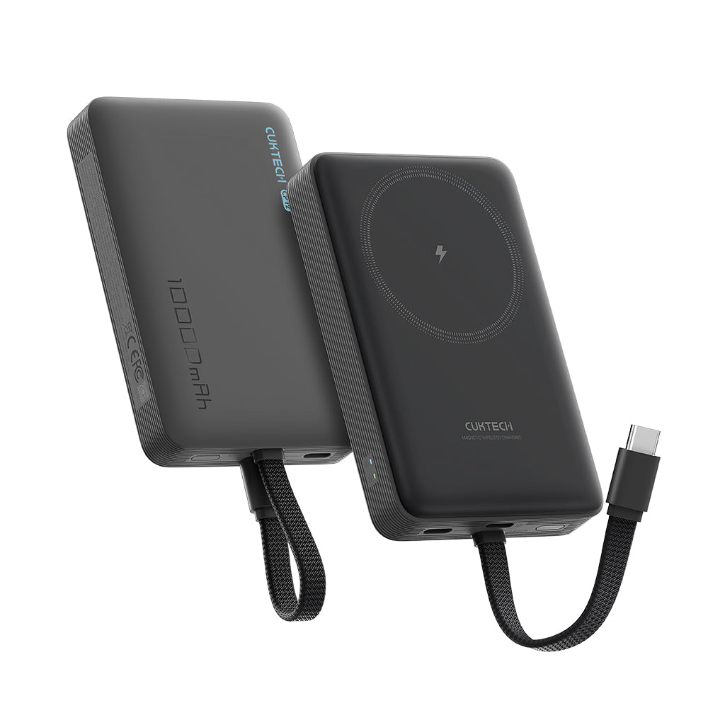 Bezdrôtová externá batéria Cuktech WPB100L, 10000mAh, 22,5W, PD + FQI, 1 x QI - 2 x USB-C, čierna CKWPB100LGLBK
