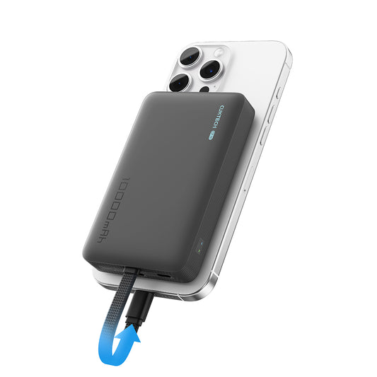 Bezdrôtová externá batéria Cuktech WPB100L, 10000mAh, 22,5W, PD + FQI, 1 x QI - 2 x USB-C, čierna CKWPB100LGLBK