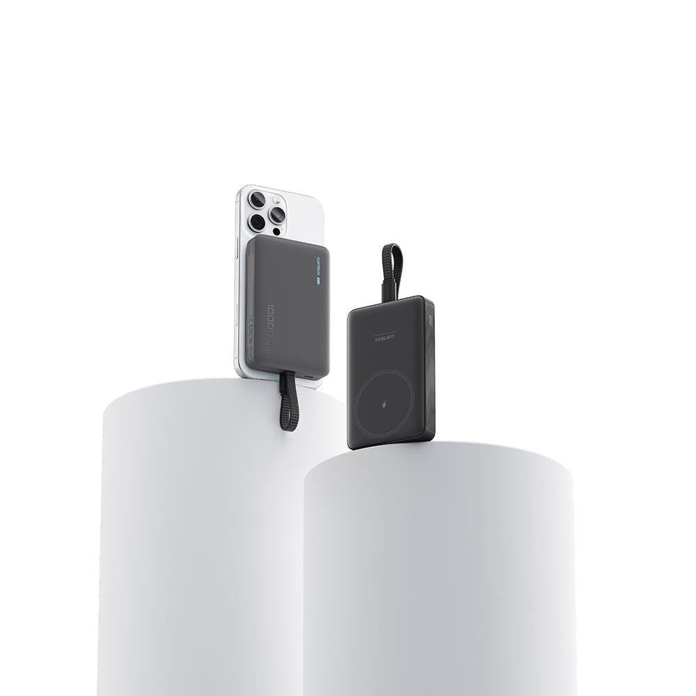 Bezdrôtová externá batéria Cuktech WPB100L, 10000mAh, 22,5W, PD + FQI, 1 x QI - 2 x USB-C, čierna CKWPB100LGLBK