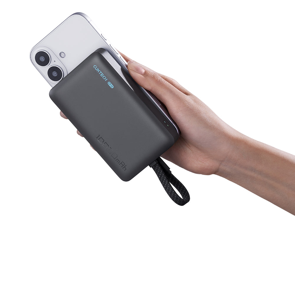 Bezdrôtová externá batéria Cuktech WPB100L, 10000mAh, 22,5W, PD + FQI, 1 x QI - 2 x USB-C, čierna CKWPB100LGLBK