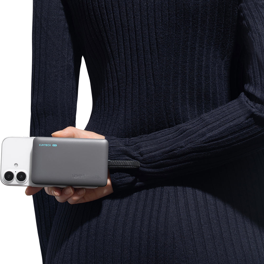 Bezdrôtová externá batéria Cuktech WPB100L, 10000mAh, 22,5W, PD + FQI, 1 x QI - 2 x USB-C, čierna CKWPB100LGLBK