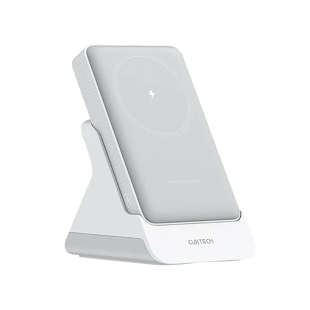 Bezdrôtová externá batéria Cuktech WPB100N, 10000mAh, 20W, PD + FQI, 1 x QI - 1 x USB-C, biela CKWPB100NGLGR