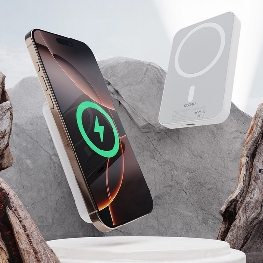 Externá bezdrôtová batéria Dudao K26, 10000mAh, 20W, PD + FQI, 1 x QI - 1 x USB-C, Biela