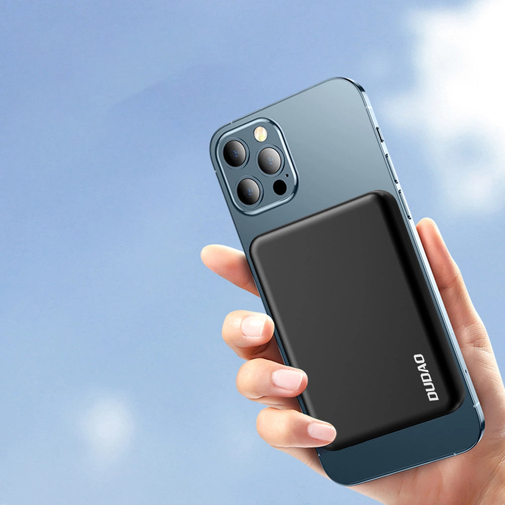 Externá bezdrôtová batéria Dudao K14S, 5000mAh, 10W, PD + QI, 1 x QI - 1 x USB-C, Čierna