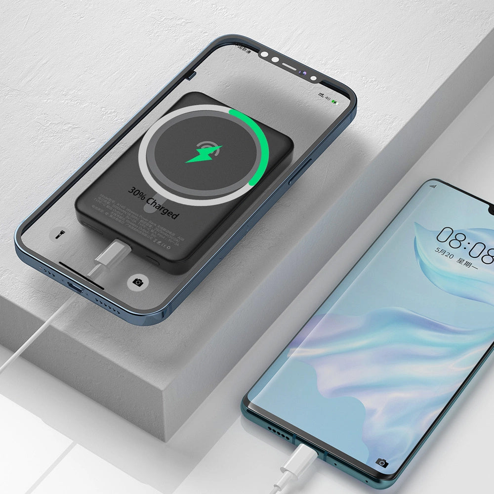 Externá bezdrôtová batéria Dudao K14S, 5000mAh, 10W, PD + QI, 1 x QI - 1 x USB-C, Čierna