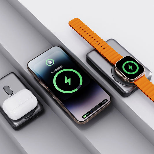 Dudao K29 Wireless External Battery, 10000mAh, 20W, PD + FQI, 1 x Lightning - 1 x QI - 1 x USB-C, Gray