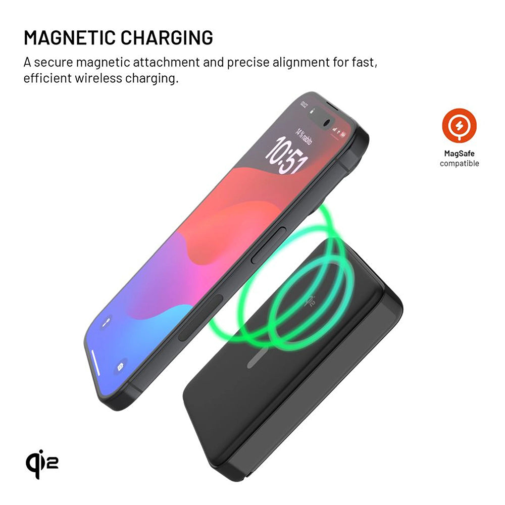 Externá bezdrôtová batéria Fixed MagZen 10 Pro, 10000mAh, 30W, PD + FQI, 1 x QI - 1 x USB-C, Čierna
