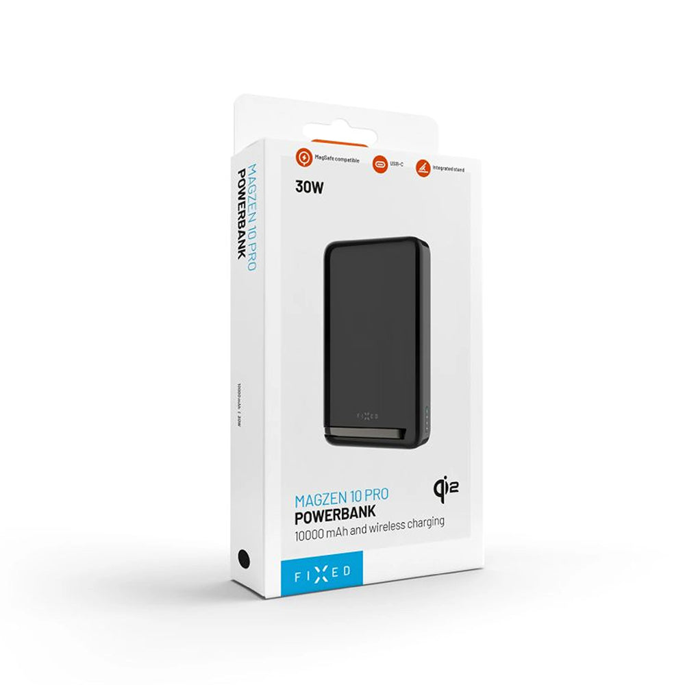Externá bezdrôtová batéria Fixed MagZen 10 Pro, 10000mAh, 30W, PD + FQI, 1 x QI - 1 x USB-C, Čierna