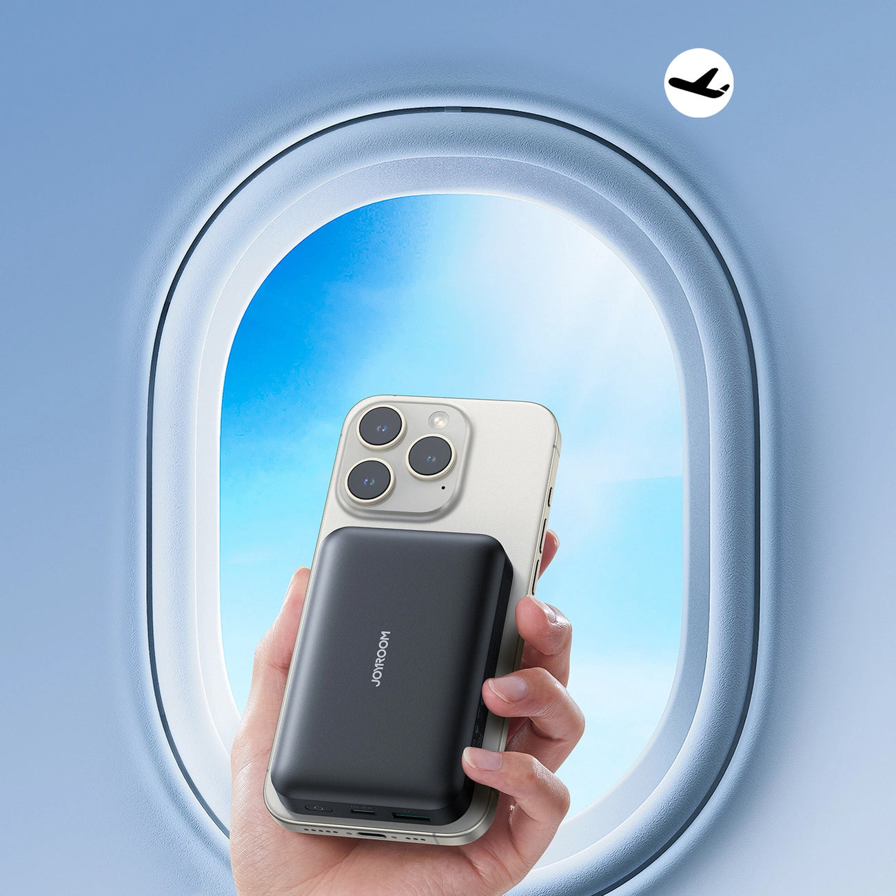 Externá bezdrôtová batéria Joyroom JR-W020, 10000mAh, 20W, QC + PD + FQI, 1 x QI - 1 x USB-A - 1 x USB-C, Čierna