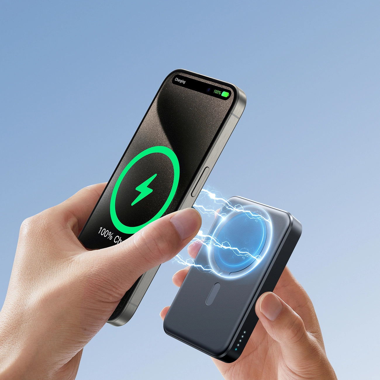 Externá bezdrôtová batéria Joyroom JR-W020, 10000mAh, 20W, QC + PD + FQI, 1 x QI - 1 x USB-A - 1 x USB-C, Čierna