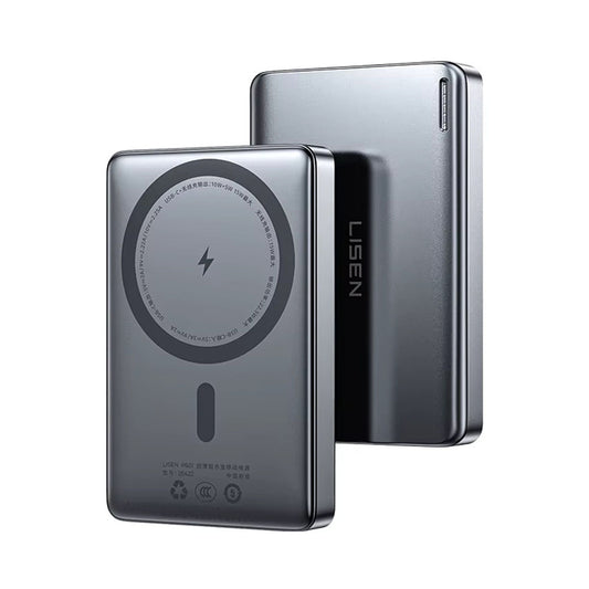 Bezdrôtová externá batéria Lisen L601 Pro, 10000mAh, 27W, PD + FQI, 1 x QI - 1 x USB-C, sivá YL0325100009